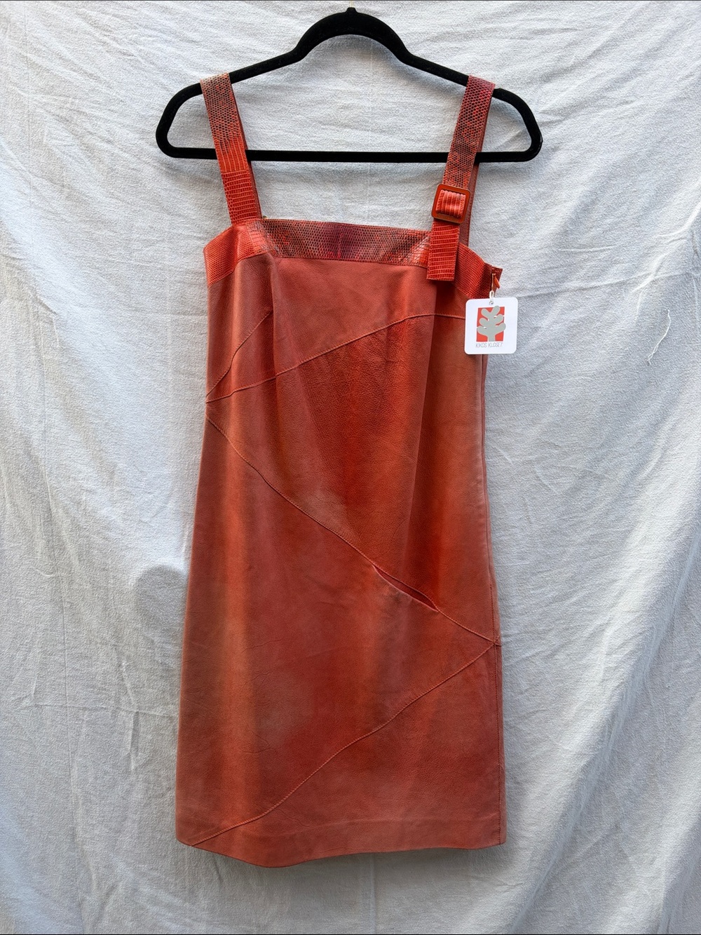 Bottega Veneta Orange Leather Sheath Dress with Adjustable Straps